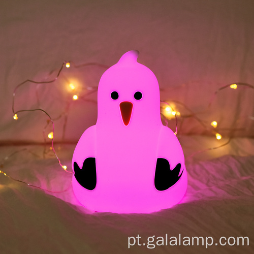 Lâmpada de silicone animal gaivota com luz de toque recarregável